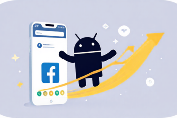 Imagem de um smartphone Android com o ícone do Facebook, simbolizando um aplicativo para acelerar a navegação.