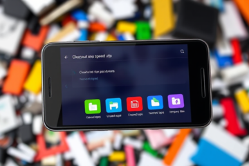 Imagem de um celular mostrando um aplicativo para limpar armazenamento e otimizar desempenho.