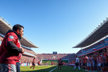 River Plate em ação contra Deportivo Riestra, buscando consolidar sua performance positiva no Torneio Apertura sob a liderança de Marcelo Gallardo.