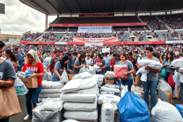 River Plate arrecadando doações para ajudar famílias afetadas por inundações.