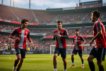 Jogadores do River Plate retornando aos treinos sob o comando de Marcelo Gallardo para o jogo contra o Rosario Central