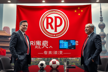 Jorge Brito e Ignacio Villarroel durante viagem à China para expandir a marca River Plate.