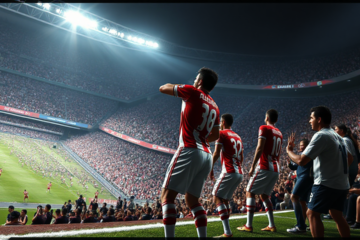 River Plate lutando em campo durante jogo contra Atlético Tucumán no Estádio Monumental.