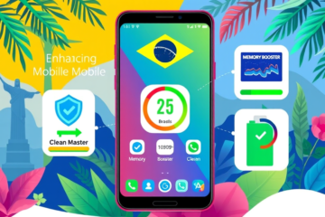Imagem de um smartphone com aplicativos otimizadores para aumentar a velocidade e desempenho do dispositivo.