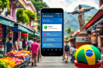 Tela de celular mostrando aplicativo antivírus em ação.