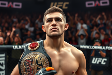 Ilia Topuria, campeão dos leves do UFC, após vitória e pedido da organização.