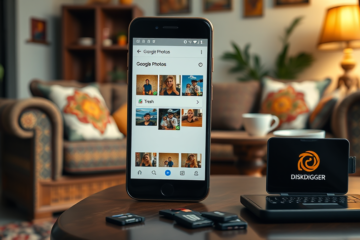 Tela de um aplicativo de recuperação de fotos mostrando opções para restaurar imagens deletadas.
