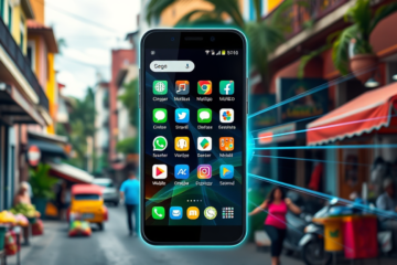 Imagem de um smartphone mostrando aplicativos de otimização