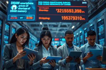 Escassez de chips de memória impacta preços de smartphones e PCs.