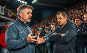 Treinador Dorival Júnior discute com torcedor após empate na Copa do Brasil