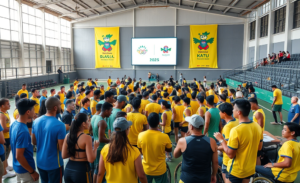 Atletas e técnicos do programa Geração Olímpica se preparando para competições esportivas, destacando investimento e desenvolvimento no esporte.