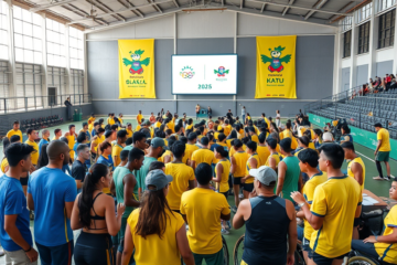 Atletas e técnicos do programa Geração Olímpica se preparando para competições esportivas, destacando investimento e desenvolvimento no esporte.