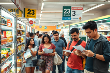 Imagem ilustrativa do acordo do Procon com redes de supermercados, destacando os direitos dos consumidores.