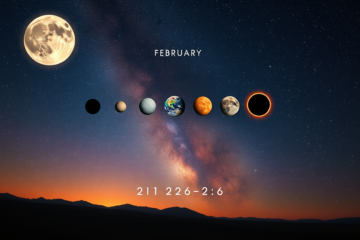 Imagem dos eventos astronômicos que ocorrerão em 2026, incluindo superluas e eclipses.