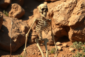 Esqueleto parcial de Homo habilis com características primitivas, comparado a Australopithecus afarensis.