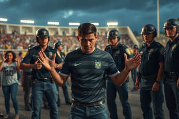 Perdigão mostra vídeos da agressão sofrida por policiais militares após jogo, denunciando a violência nas redes sociais.