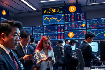 Imagem representativa do erro de distribuição acidental de Bitcoin pela Bithumb, mostrando a volatilidade do mercado de criptomoedas.