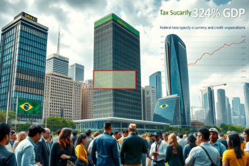 Gráfico mostrando o aumento da carga tributária brasileira em 2025, destacando a pressão fiscal sobre a economia.