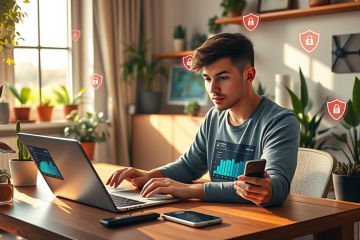 Imagem de diversos aplicativos antivírus disponíveis para download e proteção de dispositivos.
