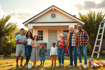 Família realizando reforma em casa com apoio do programa Lar Doce Lar