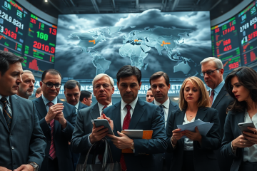 Imagem representando a crise financeira em meio a tensões geopolíticas e incertezas econômicas.