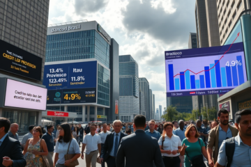 Gráfico mostrando aumento no provisionamento para perdas com crédito pelos grandes bancos brasileiros e crescimento da inadimplência.