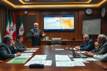 Imagem representativa da situação econômica do Irã e suas respostas às sanções, abordando os desafios de inflação e desemprego.