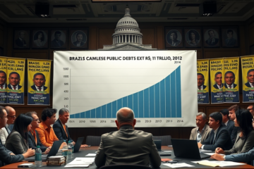 Gráfico mostrando a evolução da dívida pública no Brasil e os desafios fiscais enfrentados.